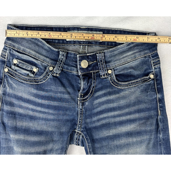 BKE Denim Sabrina Stretch Cropped Capris Jeans Women's Sz 24 Medium Wash Faded - Picture 10 of 12